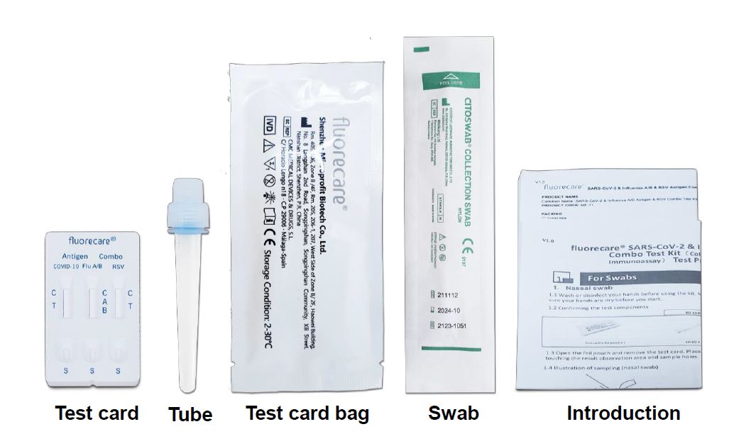 Fluorecare Antigen COMBO Test 3in1 (RSV, Influenza A/B, COVID-19)
