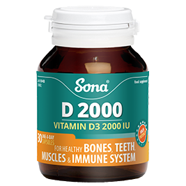 Sona Vitamin D3 (30) Capsules, 2000IU (50mcg) Extra High Strength