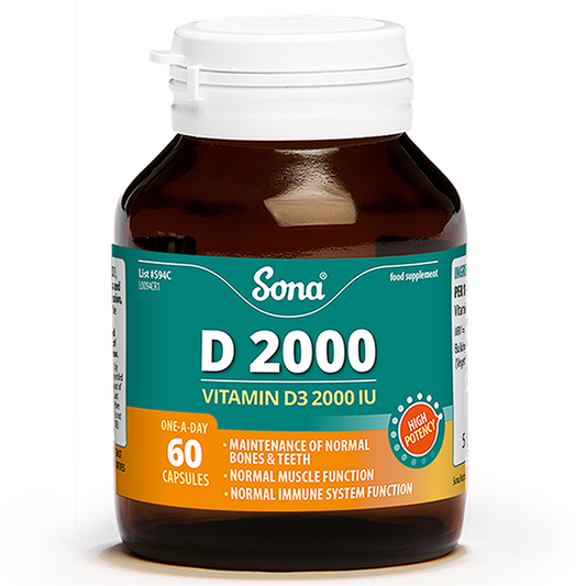 Sona Vitamin D3 (60) Capsules, 2000IU (50mcg) Extra High Strength