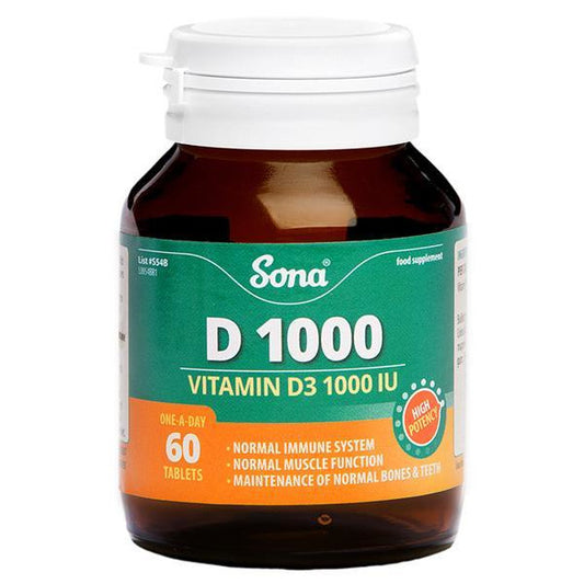 Sona Vitamin D3 Tablets (60), 1000IU (25mcg) High Strength