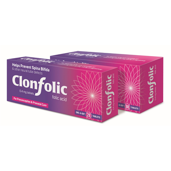 Clonfolic Folic Acid Supplement 400mcg Tablets (28)